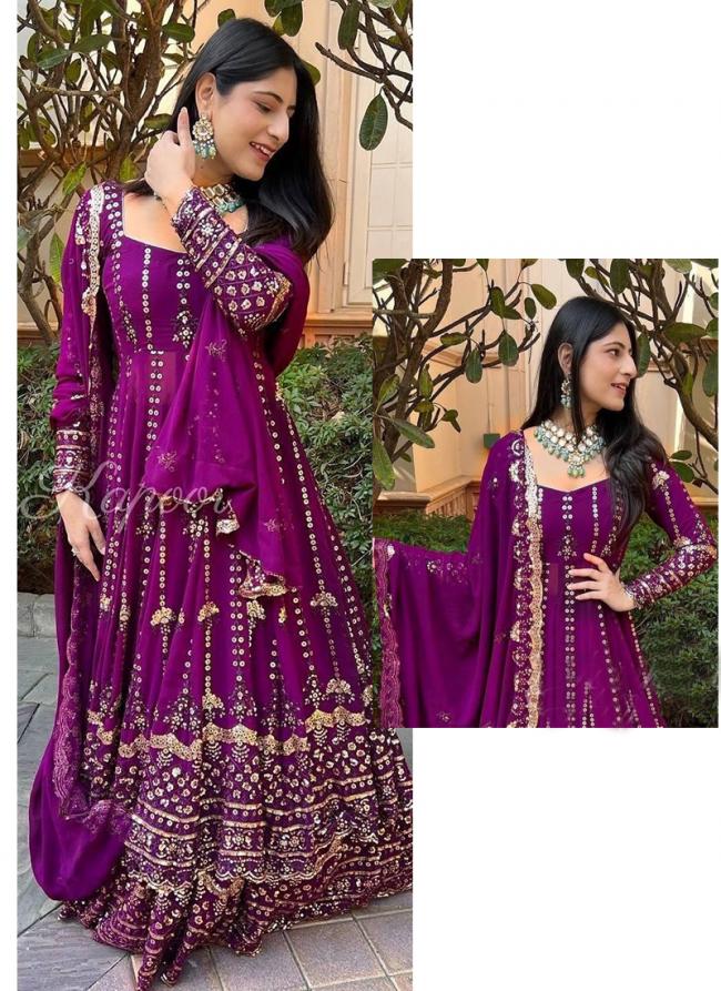 Georgette Magenta Festival Wear Embroidery Work Readymade Sharara Suit